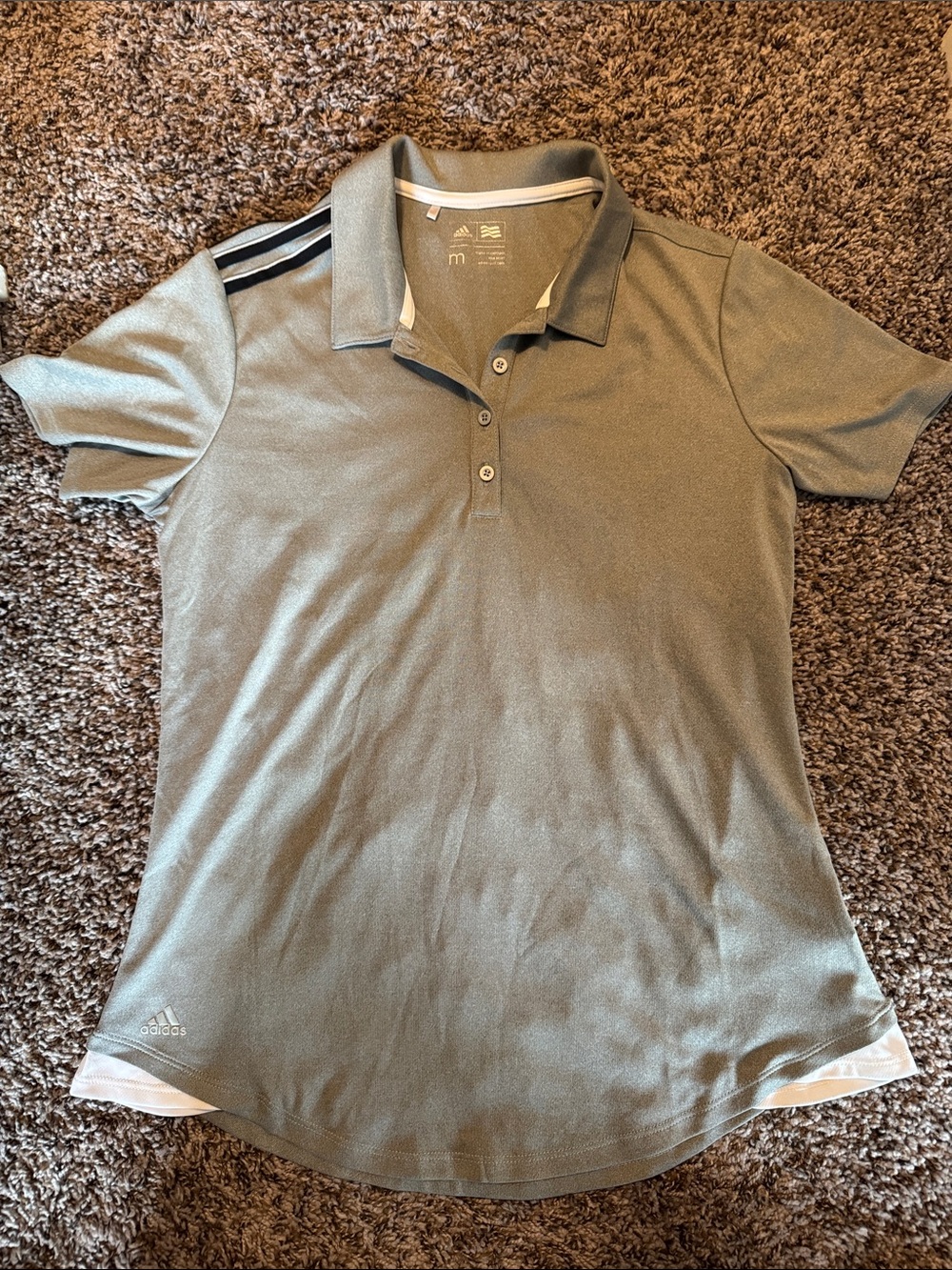 adidas Olive Green Polo with Black Three-Stripe Detail
